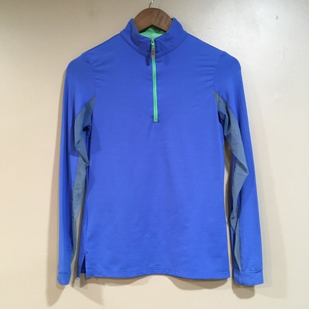 EIS Cool Quarter Zip Sun Shirt Womens S Blue Green Equestrian Performance Mesh